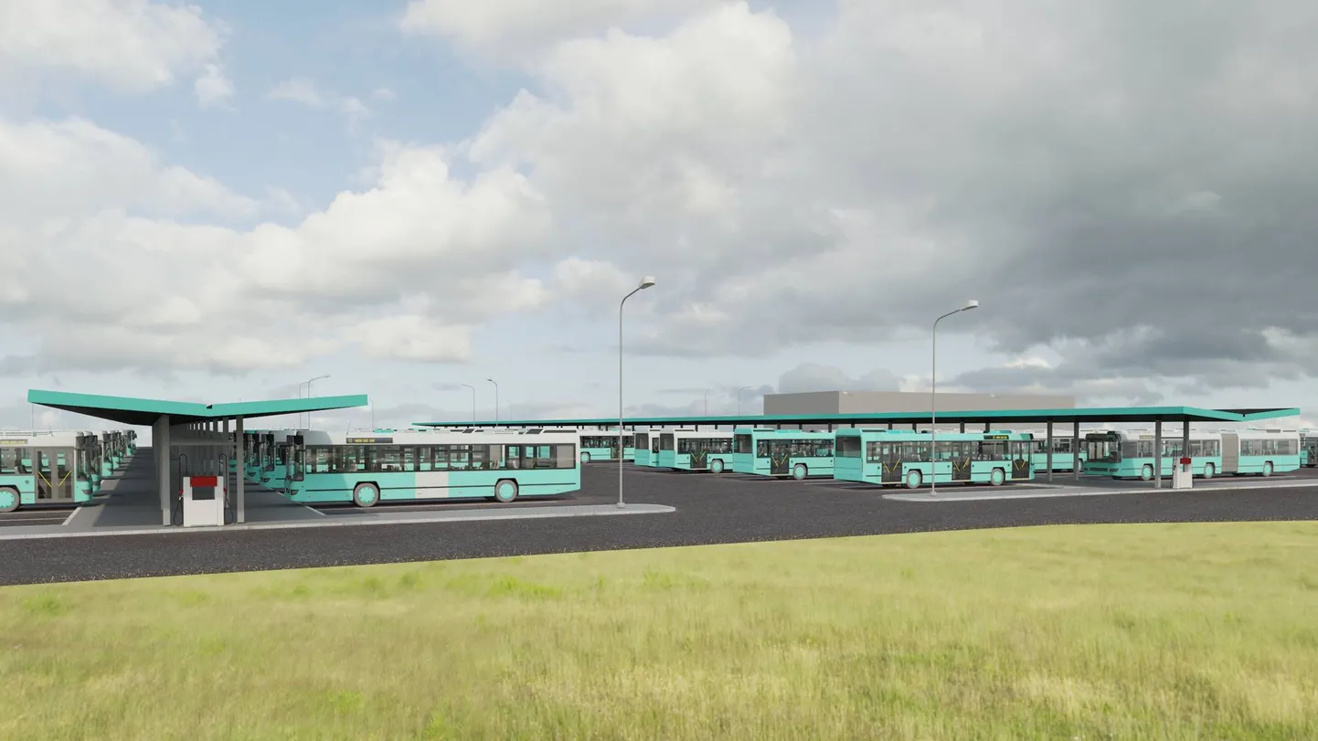 Gaasitanklaga varustatud bussidepoo eskiis