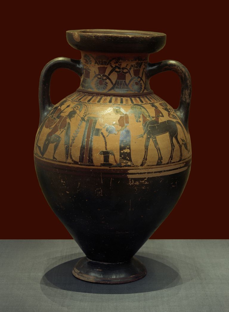 Vana-Kreeka amfora, millel on kujutatud veini valamist