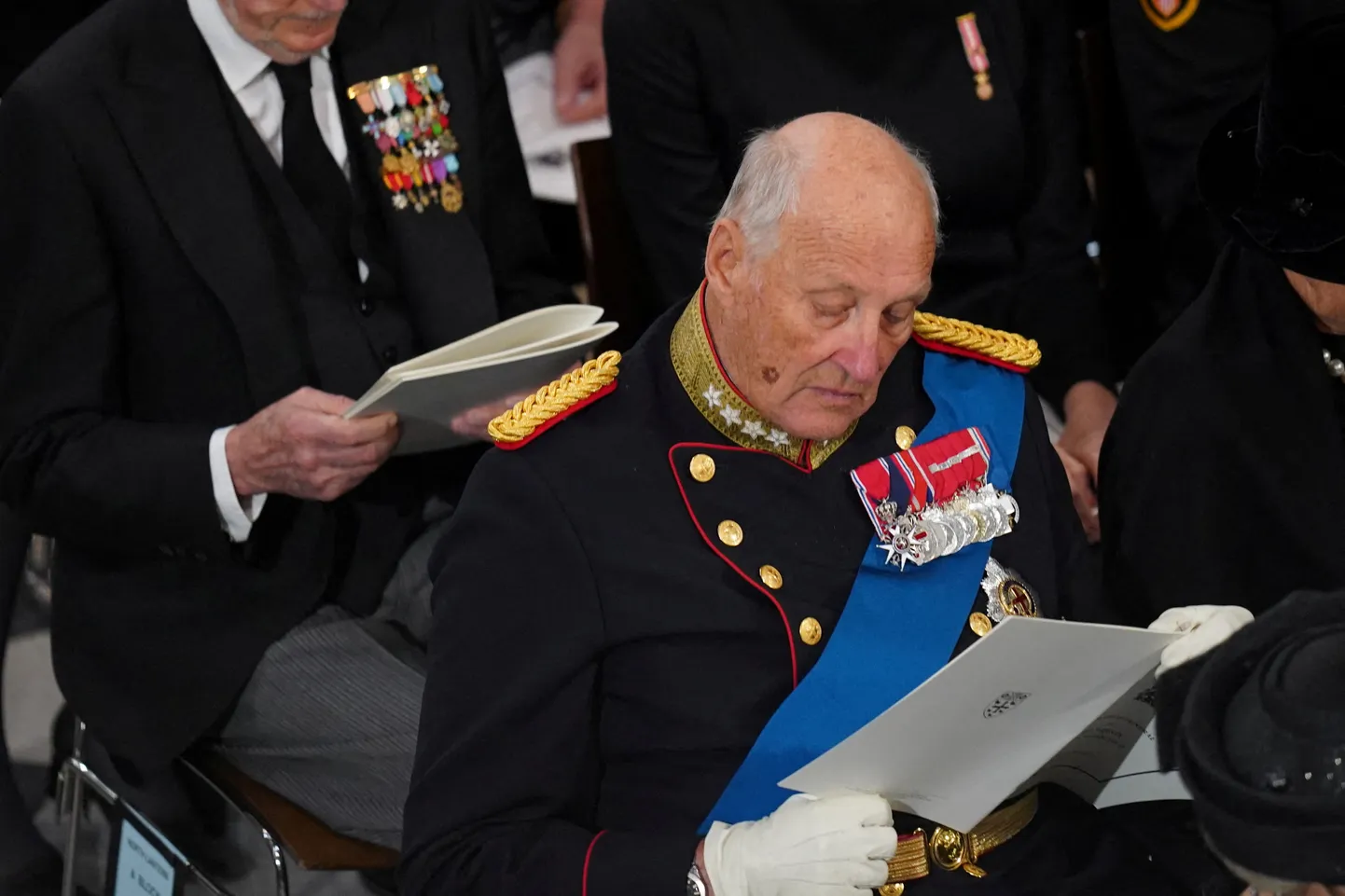 Norra kuningas Harald V 19. septembril 2022 Londonis Westminster Abbeys Briti kuninganna Elizabeth II matusel