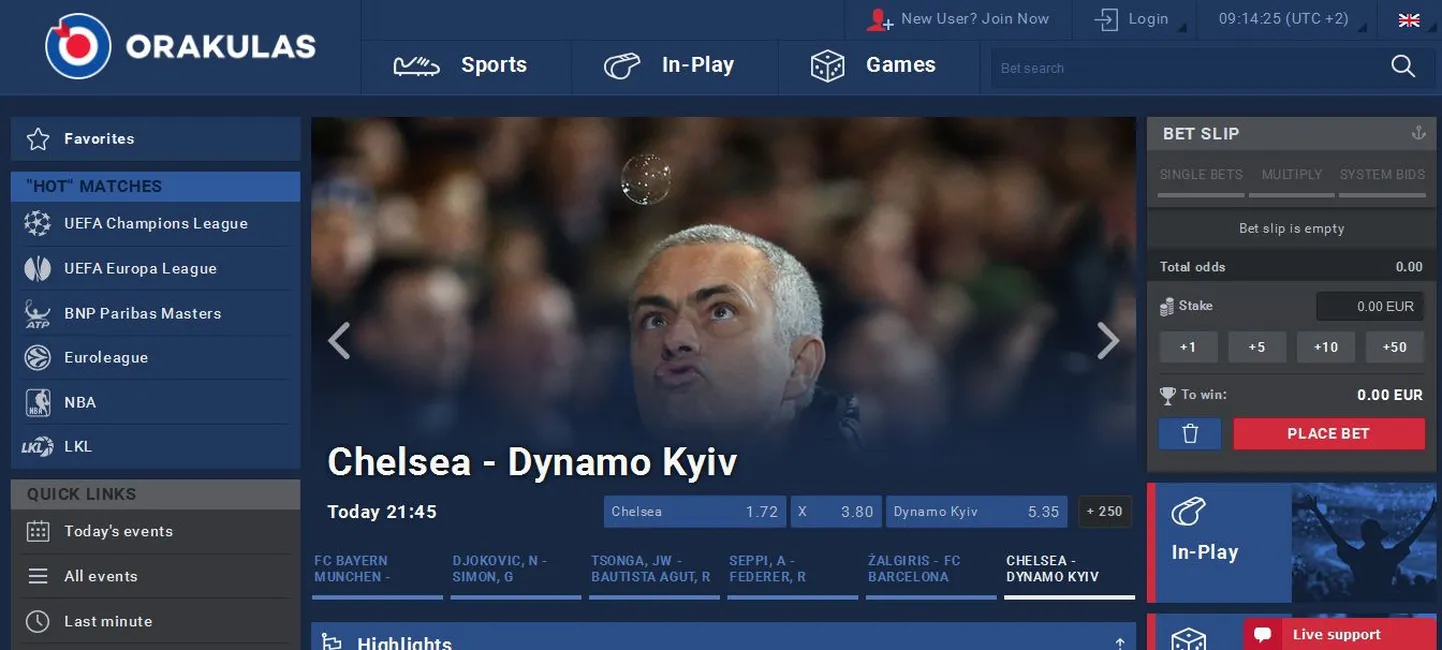 Leedu spordiennustuse Orakulas koduleht.