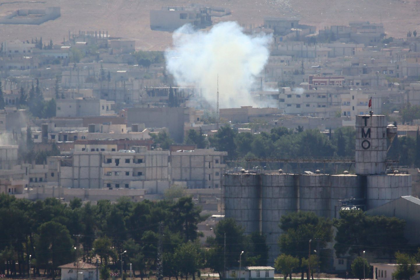 Vaade Kobane linnale Süüria-Türgi piiri lähedal, kus käivad ägedad lahingud.