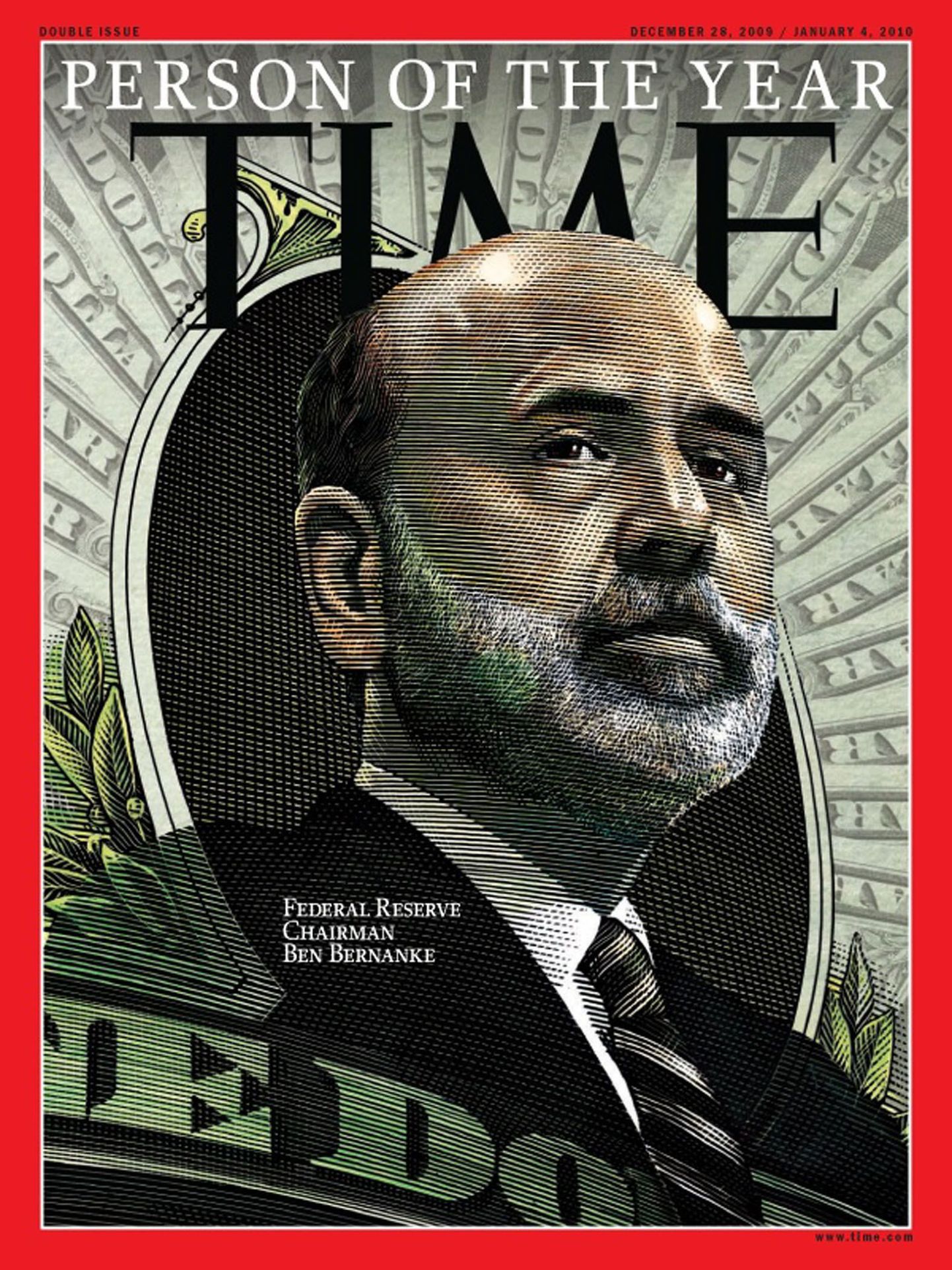 Time'i esikaas 2009. aasta inimese Ben Bernankega.