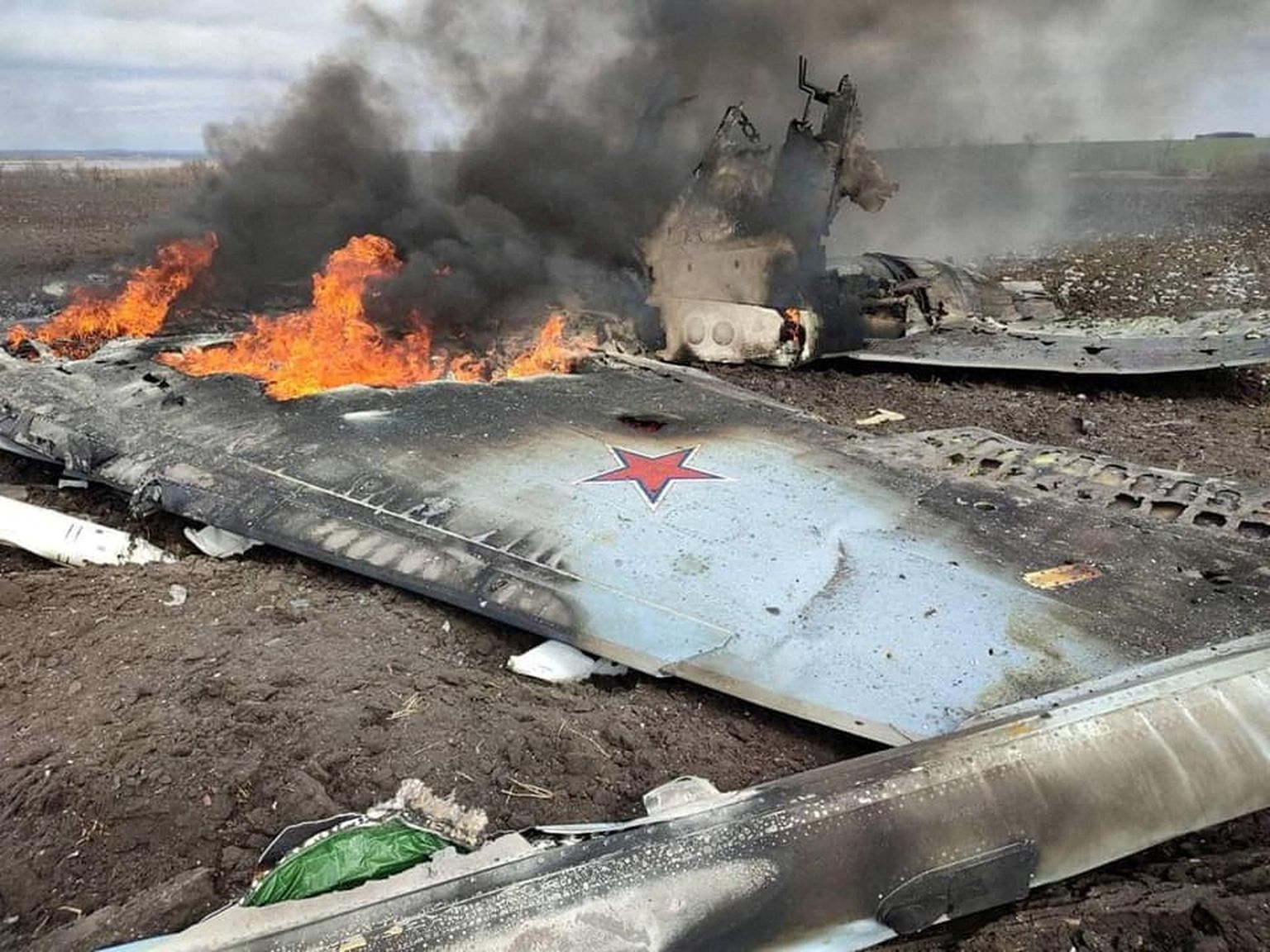 Уничтоженный ВСУ российский Су-35, Харьковская область, апрель 2022 года