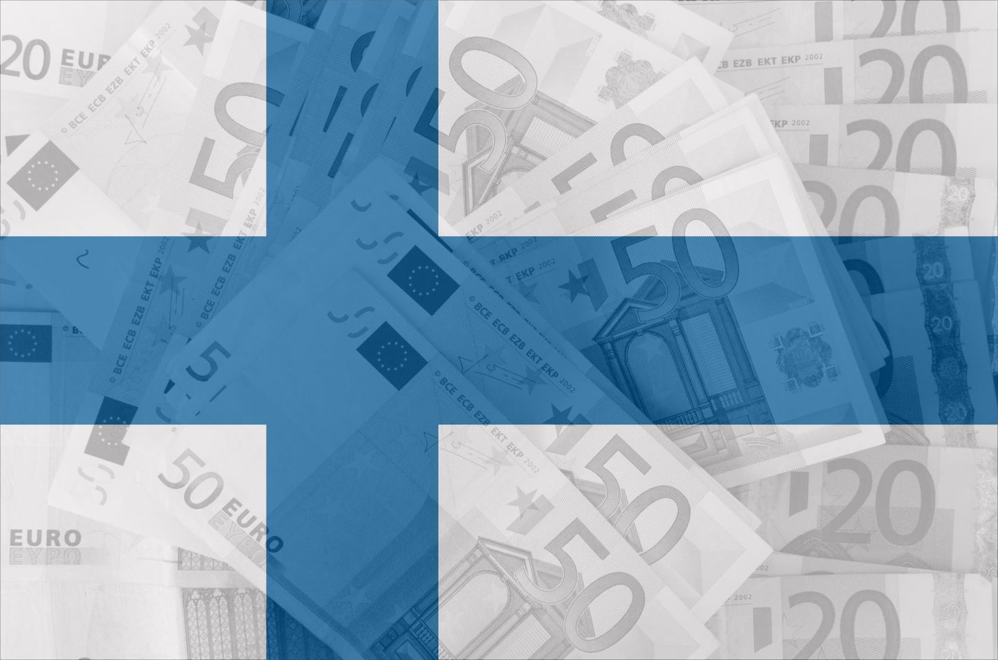 Soome lipp, millest kumavad läbi 20- ja 50-eurosed rahatähed.