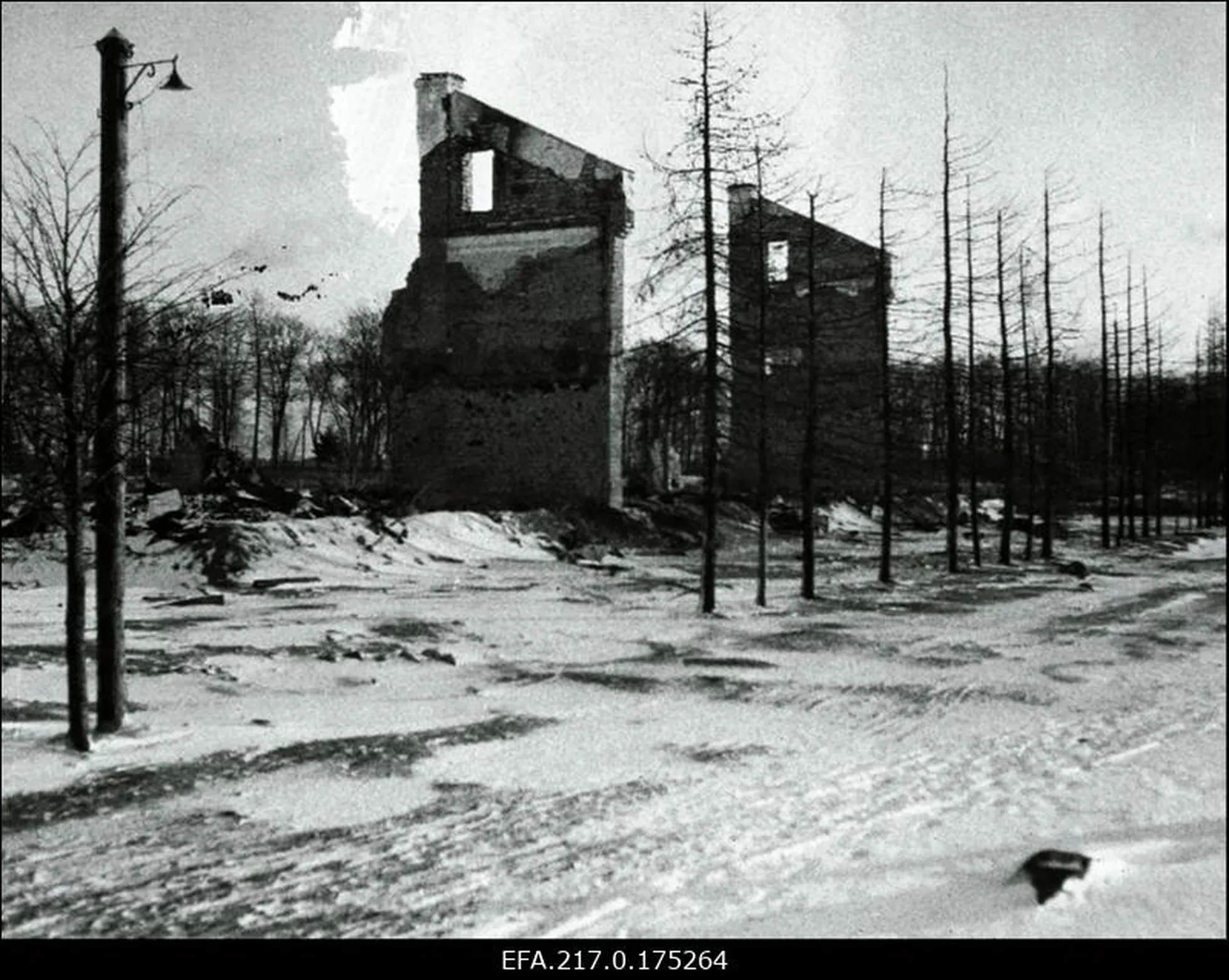 Здание Йыхвиской гимназии после бомбежки.