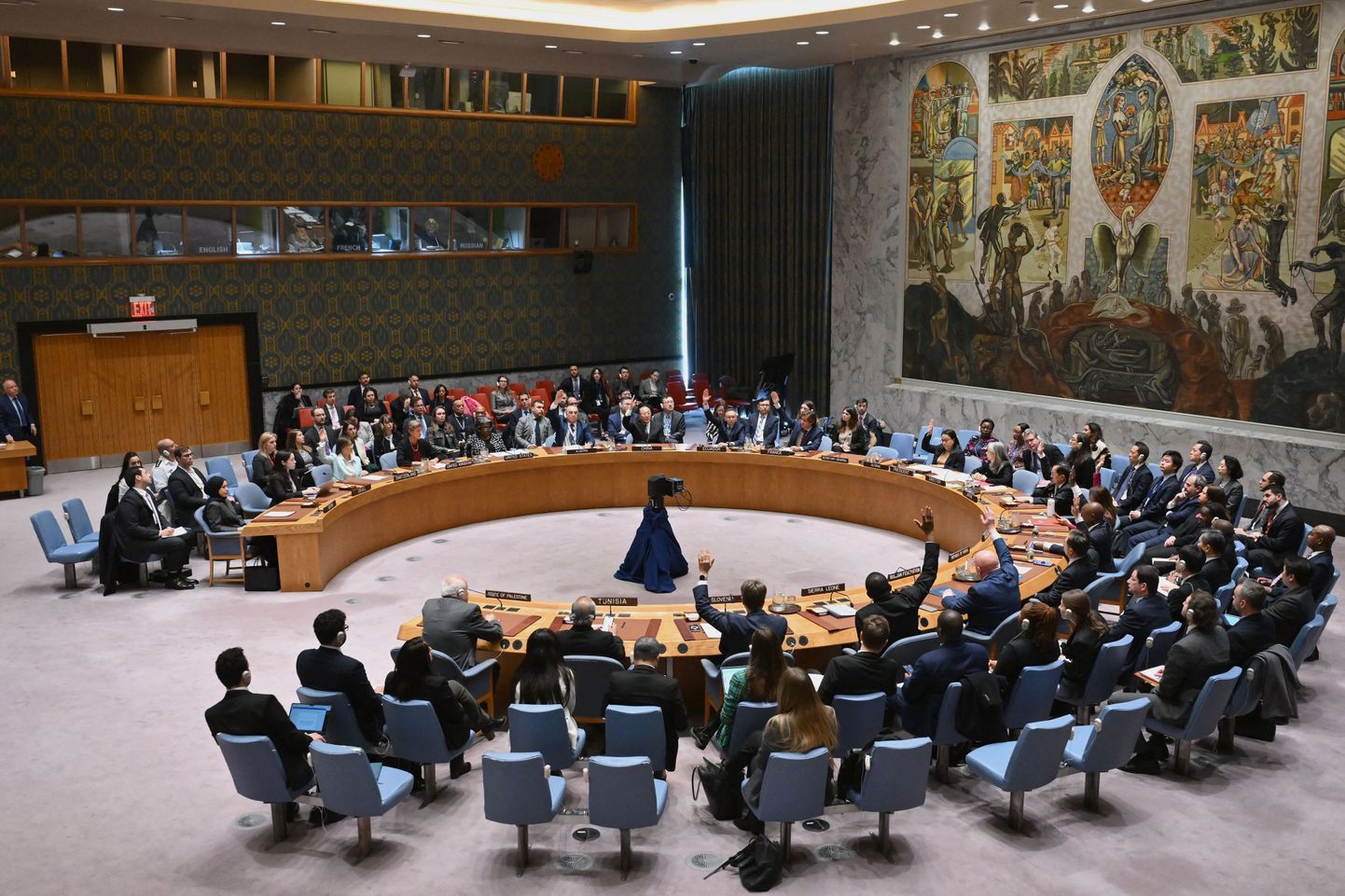ÜRO Julgeolekunõukogu hääletab Iisraeli-Hamasi sõja üle ÜRO peakorteris New Yorgis 20. veebruaril 2024.