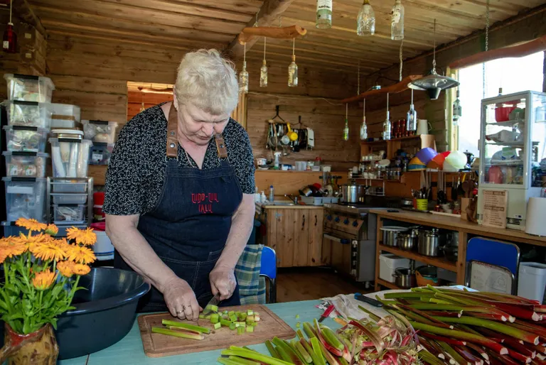 Tiido-Tiiu talu usin perenaine Tiiu Sommer hoidistab ja kuivatab peamiselt oma peenramaa saaki.