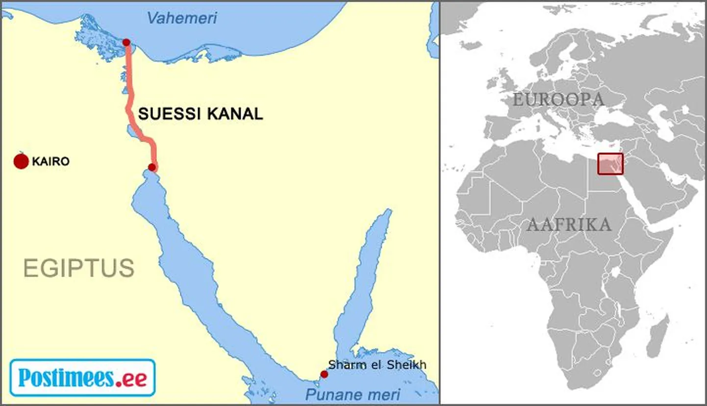 Suessi kanal asukoht Punase mere ja Vahemere vahel