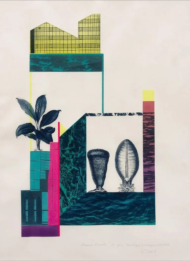 Kadri Toom, «Premium Brocade VII 1/1» (2021) tpl’a tsüanotüüpia, monotüüpia, siiditrükk.