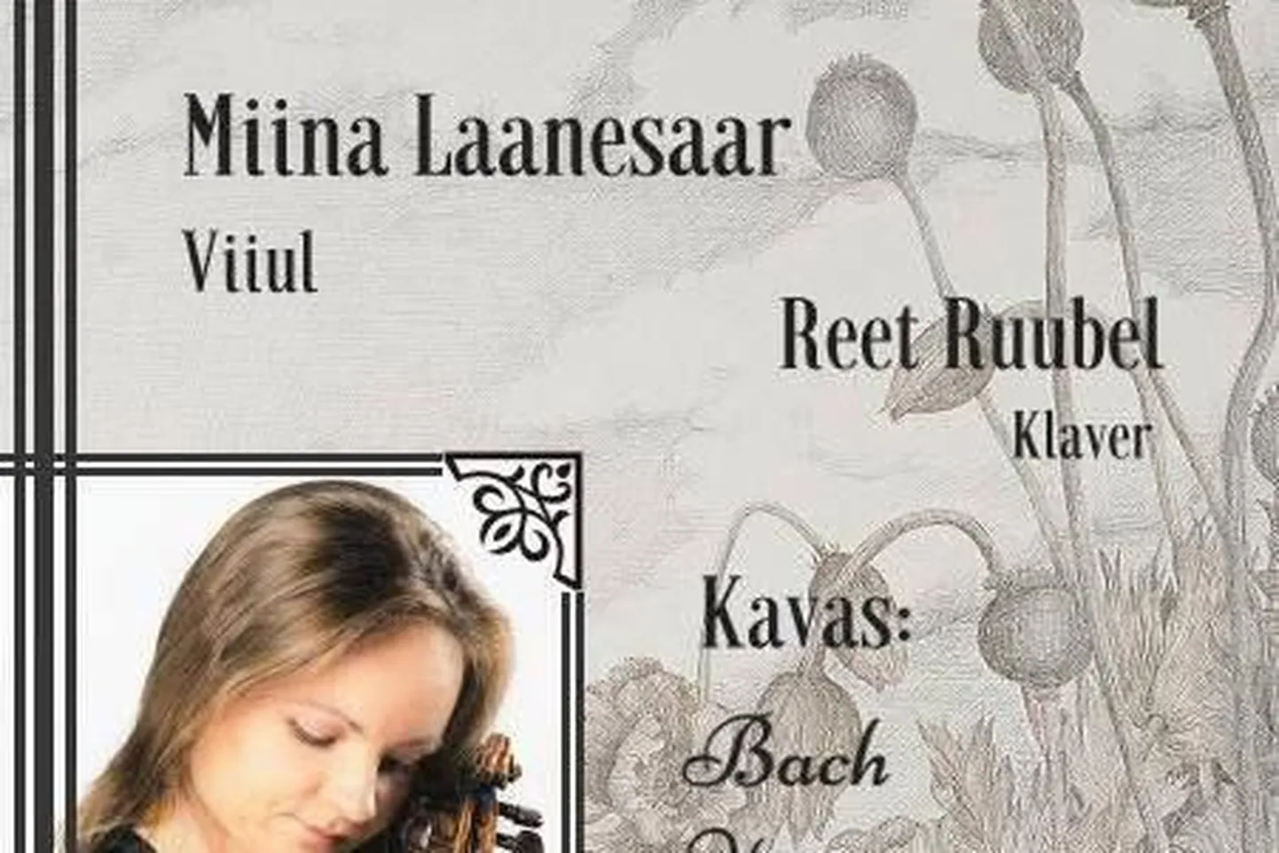 Miina Laanesaare ja Reet Ruubeli kontserdi plakat.
