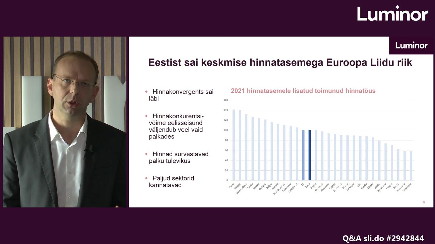 Luminori peaökonomist Lenno Uusküla tutvustab panga värsket majandusprognoosi 13. septembril 2022.