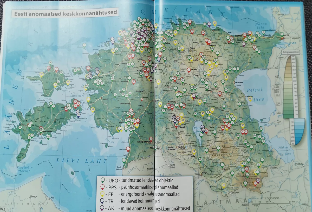 Ufokaart Igor Volke raamatust «Eesti anomaalsed keskkonnanähtused».