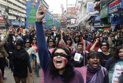 Meeleavaldus naistevastase vägivalla vastu 4. jaanuaril Indias Kolkatas.