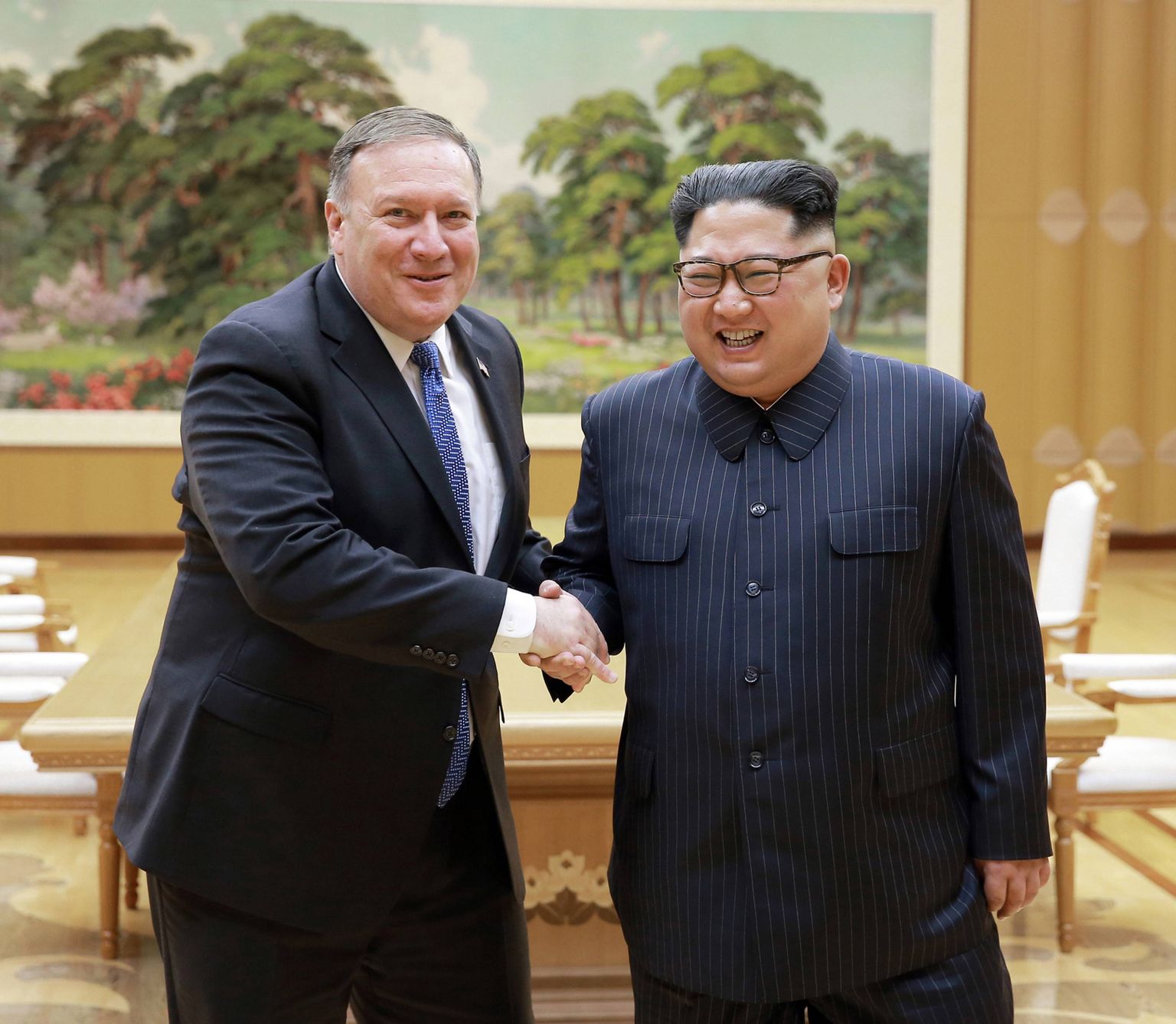 USA välisminister Mike Pompeo ja Põhja-Korea liider Kim Jong-un kohtumisel selle aasta mais.