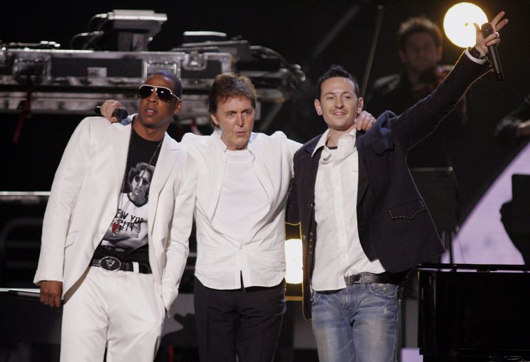 Jay-Z, Paul McCartney ja Chester Bennington 2006. aasta veebruaris Grammy auhindade galal