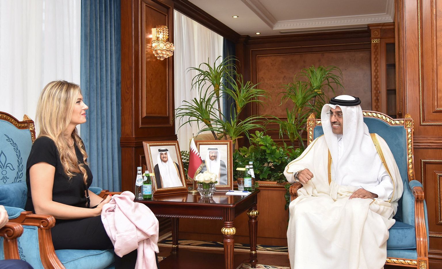 Korruptsioonis süüdistatud Euroopa Parlamendi asepresident Eva Kaili kohtumas Katari tööministri Ali bin Samikh Al Marri käesoleva aasta 31. oktoobril.
