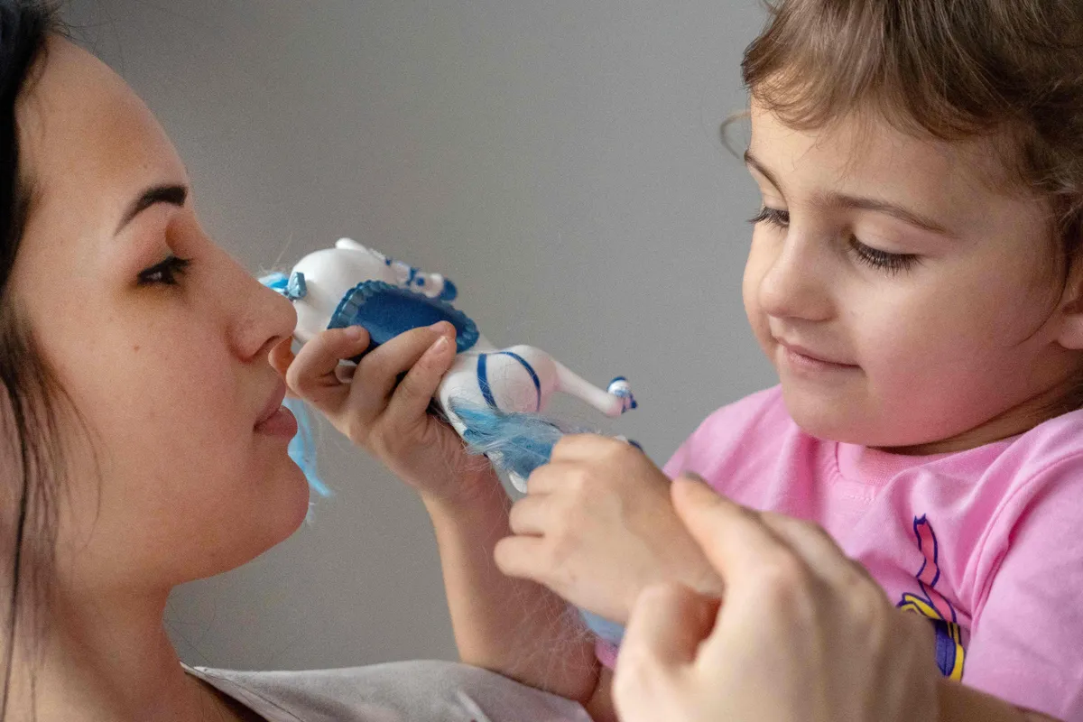 Anastassia Gridina and her three-year-old daughter Darina.