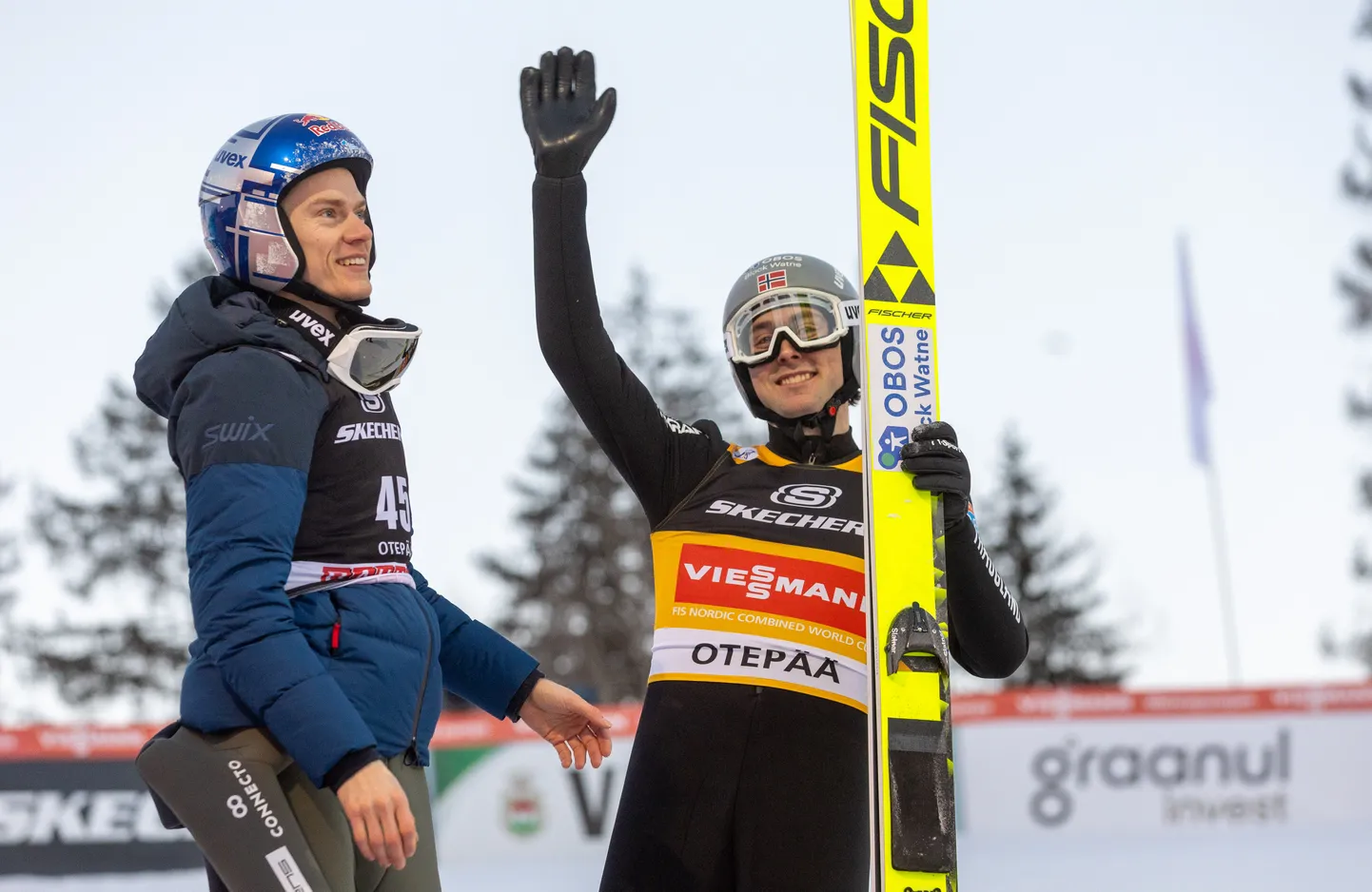 Kristjan Ilves ja Jarl Magnus Riiber 2024. aastal Otepää MK-etapil.