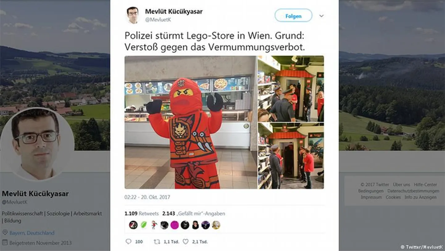 Lego Ninja maskiga naine.