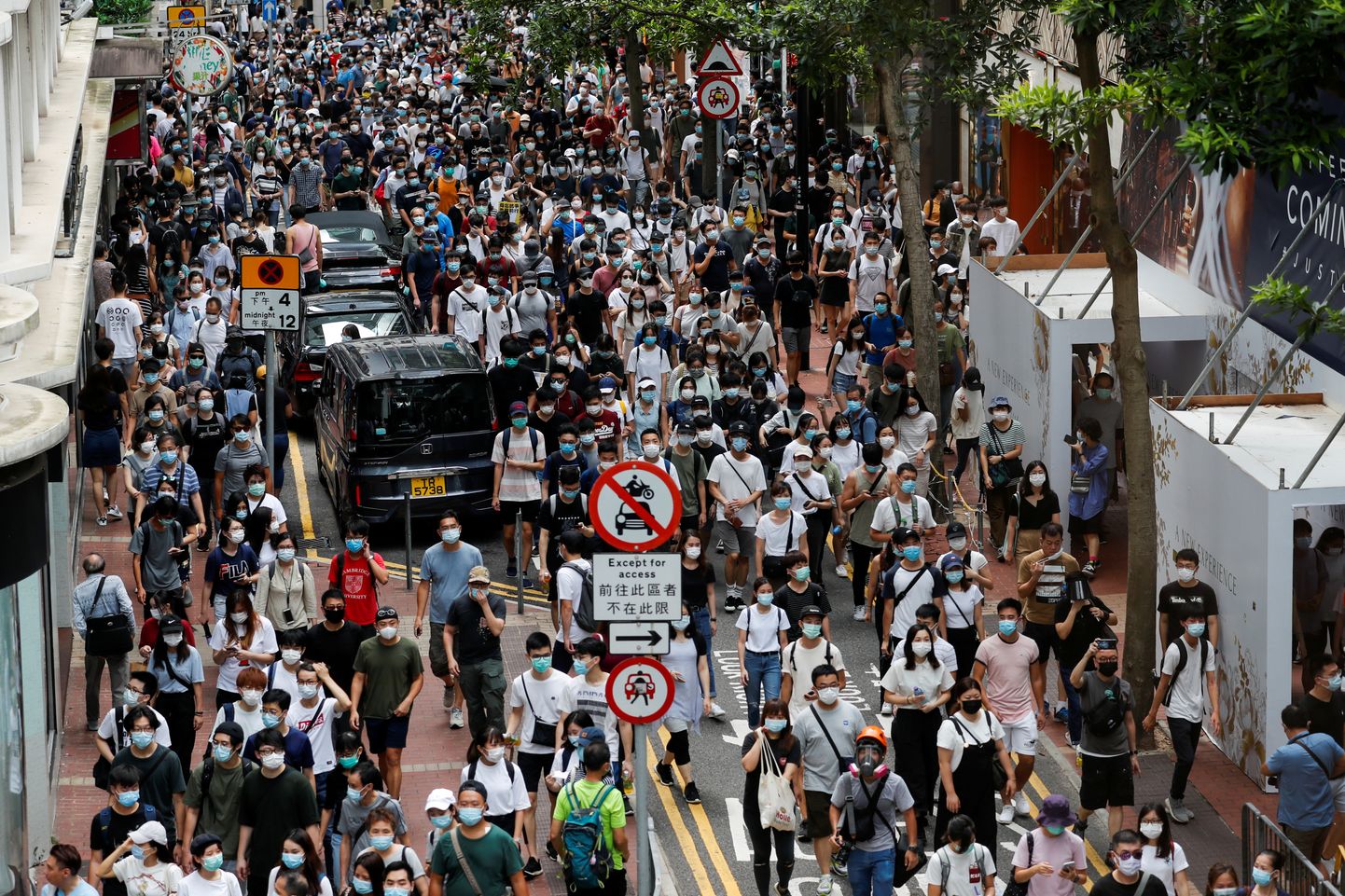 Meeleavaldus Hongkongi uue julgeolekuseaduse vastu 1. juuli 2020.