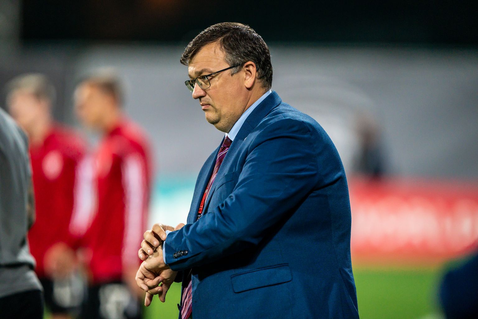 Latvijas futbola valstsvienības galvenais treneris Dainis Kazakevičs.