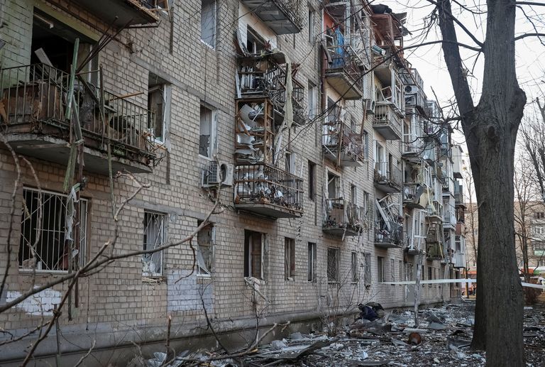 Разрушенный дом в Харькове.