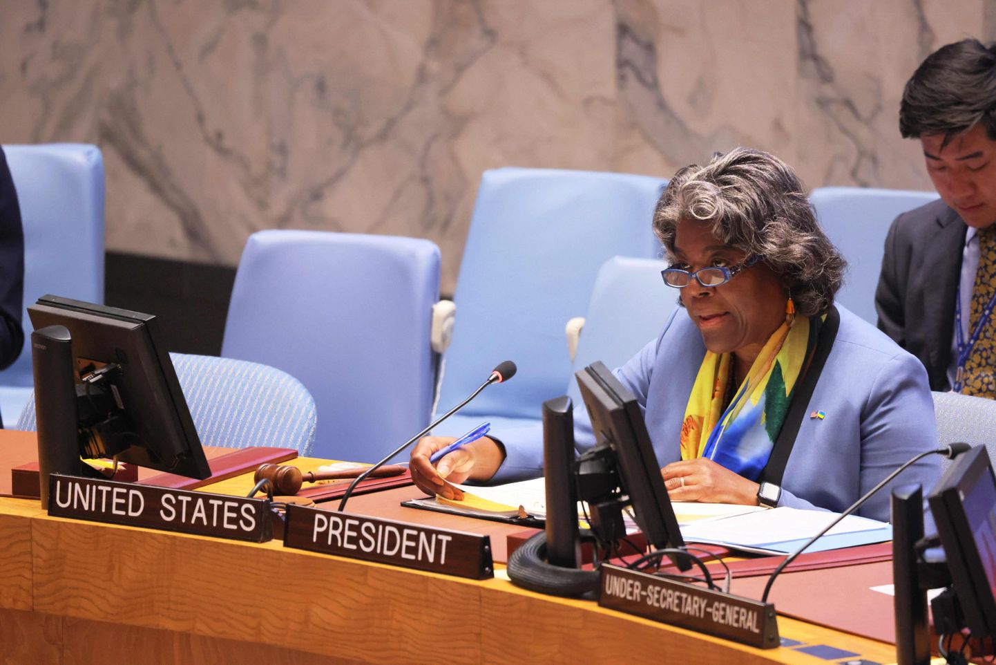 Augustis ÜRO Julgeolekunõukogu juhtiv USA suursaadik Linda Thomas-Greenfield.