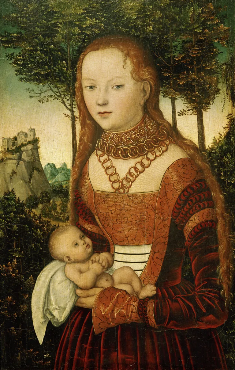 Lucas the Elder, 1472-1553. The Legend of the Penance of St John Chrysostom: The princess with her baby, Wittenberg
