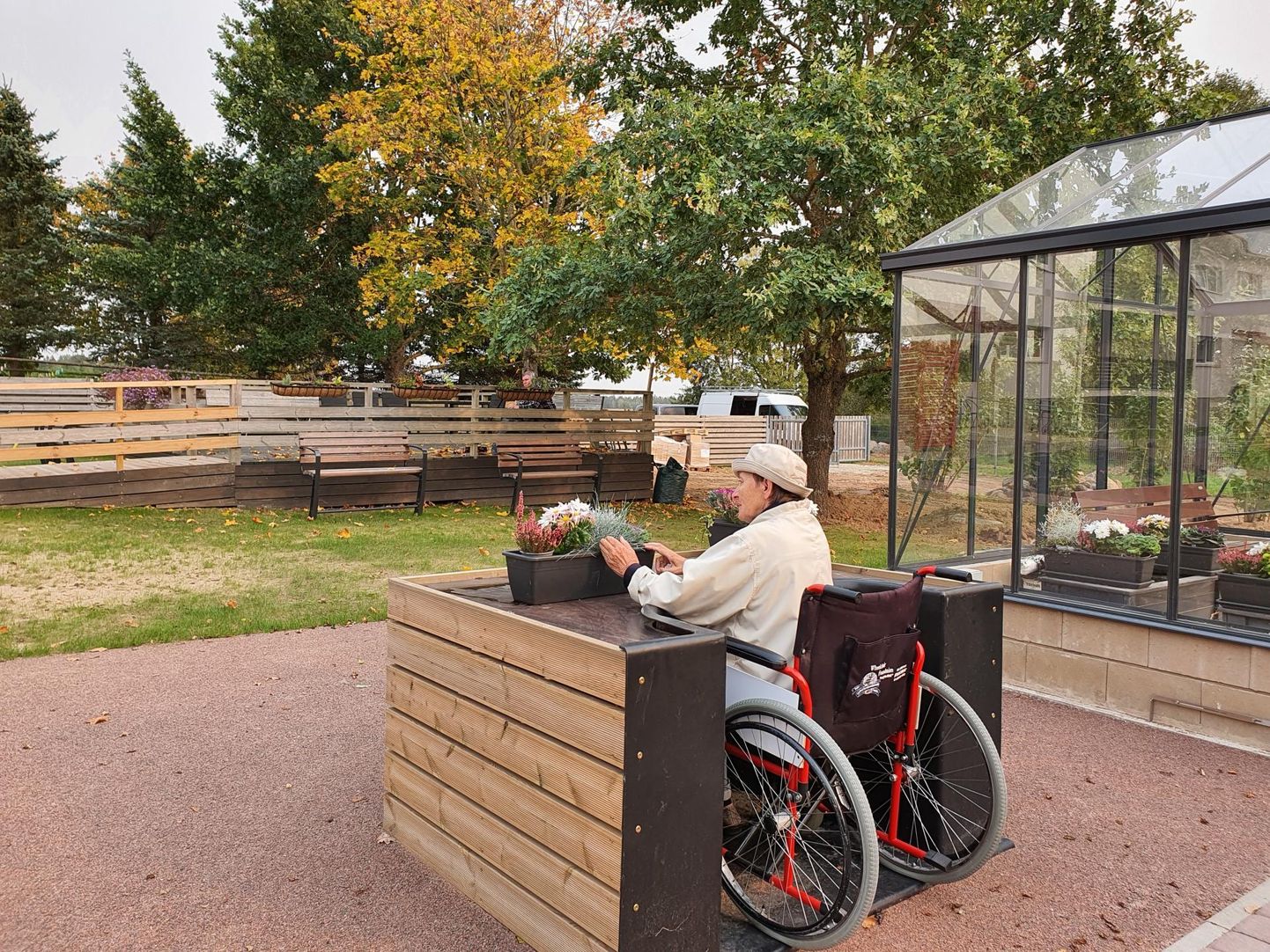 Kõrgendatud lauad lubavad ka ratastoolis istudes aiatöid teha.