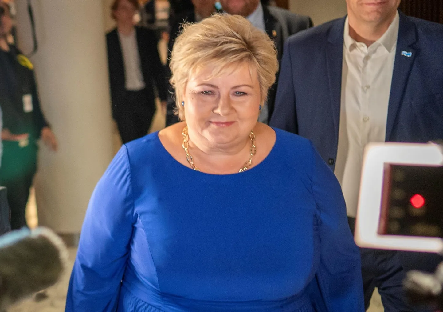 Norra peaminister Erna Solberg esmaspäeval konservatiivide valimispeol Oslos