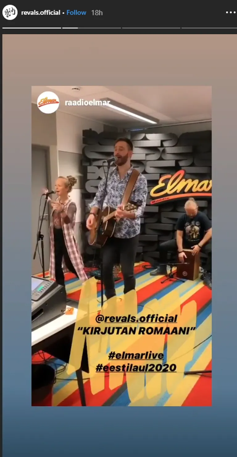 Muidugi esitas Revals Elmari raadioeetris Eesti Laulu võistluslugu «Kirjutan romaani».