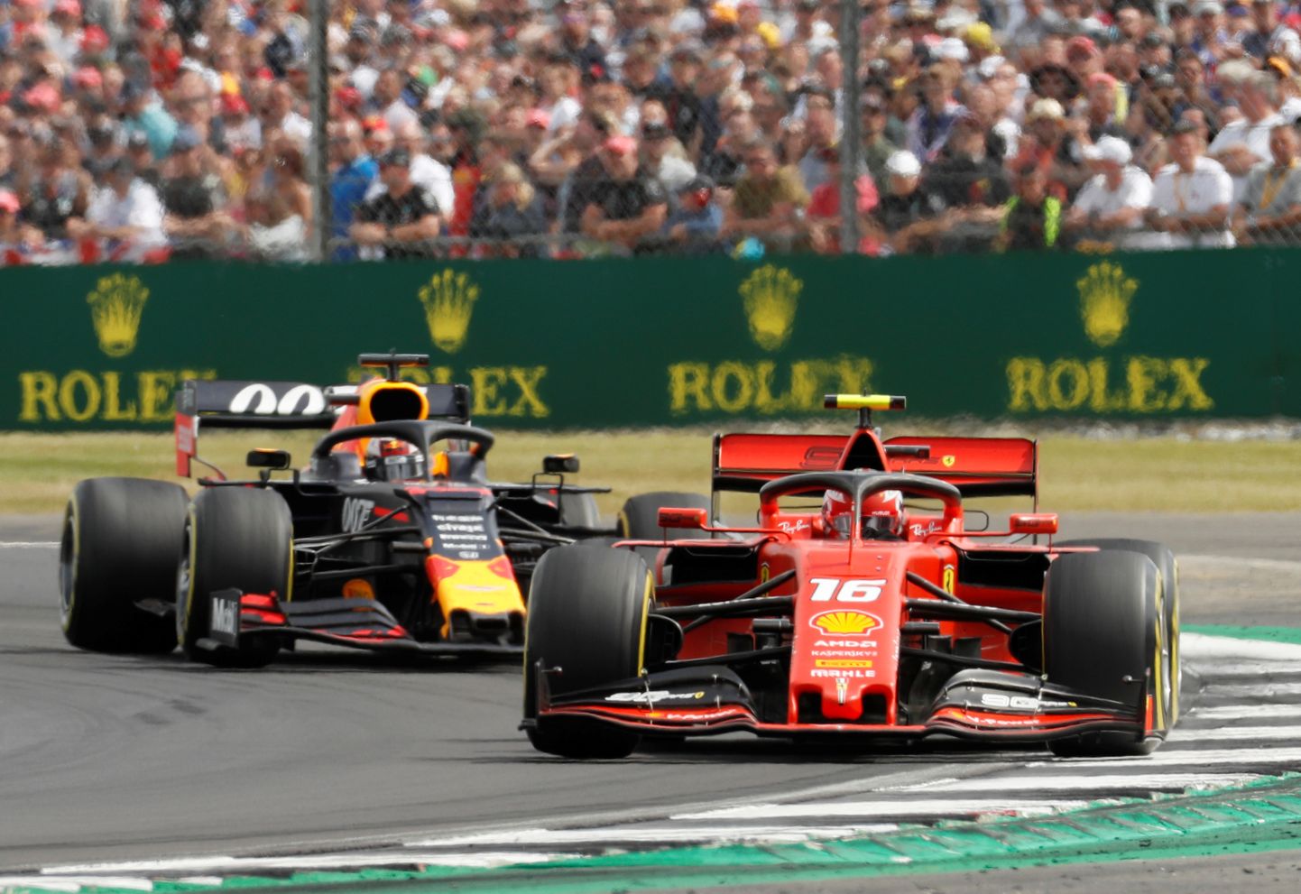 Suurbritannia GP 2019. Charles Lecerc (Ferrari) ja Max Verstappen (Red Bull).