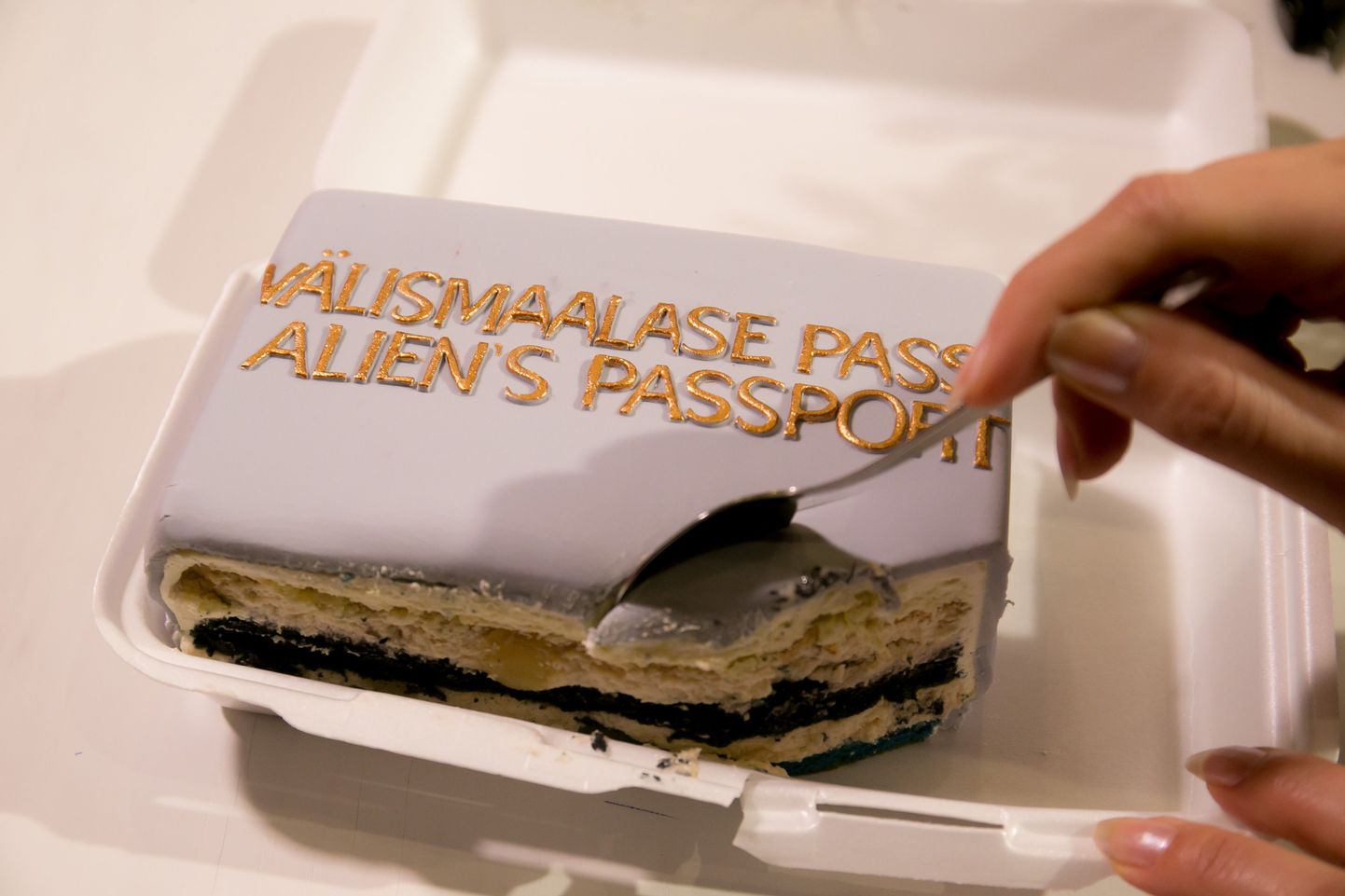 В 2016 году Яна Тоом принесла в редакцию Postimees торт с надписью "Паспорт иностранца".