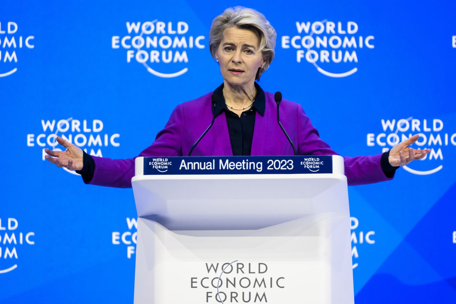 Euroopa Komisjoni juht Ursula von der Leyen Davosi maailma majandusfoorumil.