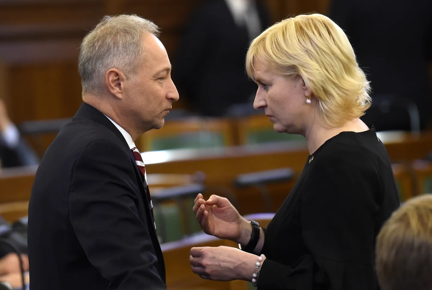 Saeimas deputāti Jura Strīķe un Jānis Bordāns.
