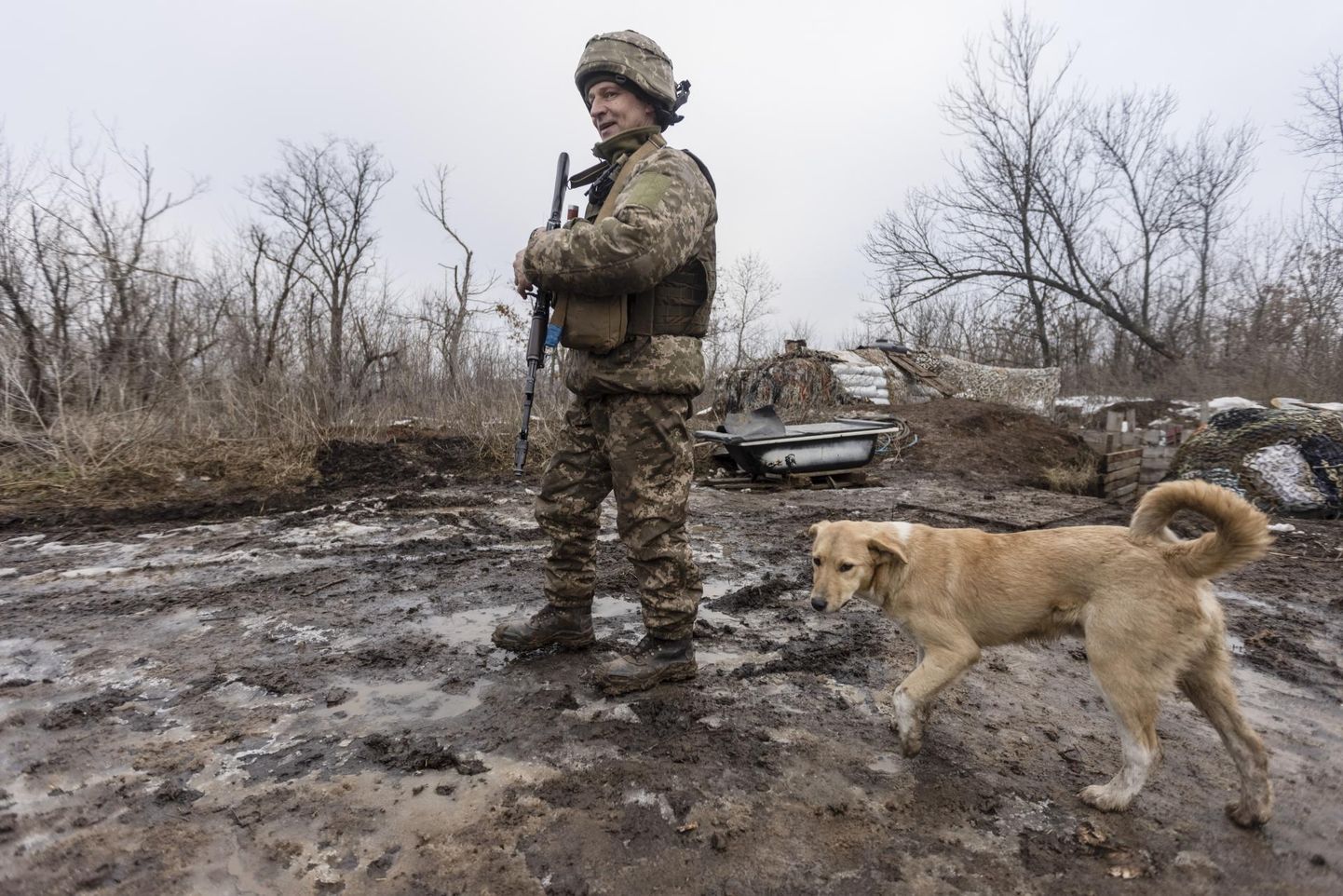 Ukraina sõdur üleeile rindejoonel Donetski oblastis. 