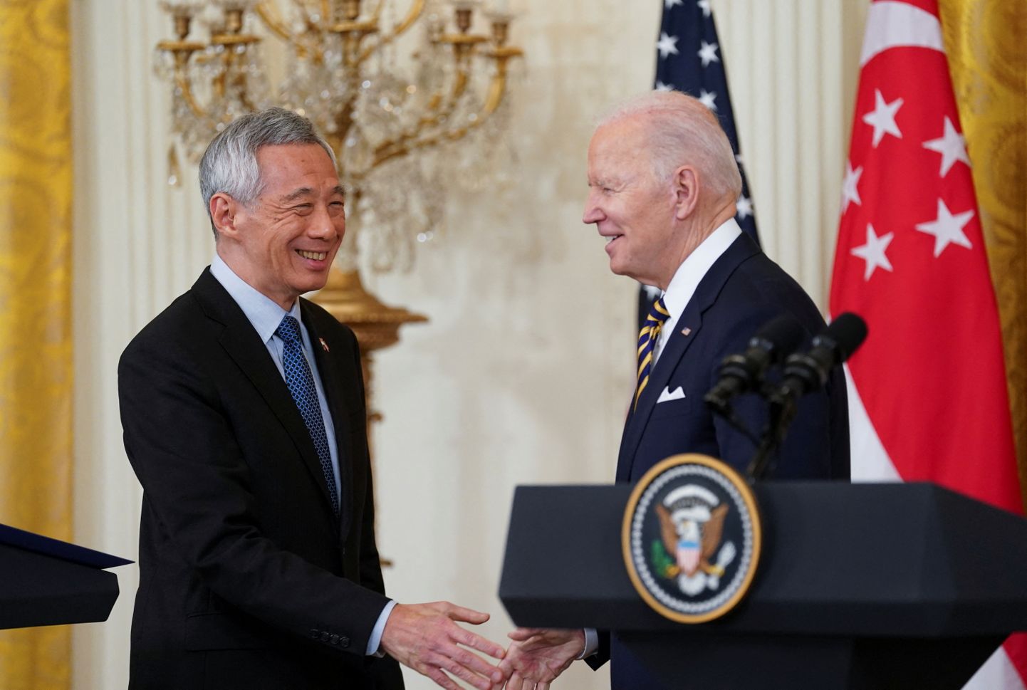 USA president Joe Biden tervitab Valges Majas Singapuri peaministrit Lee Hsien Loongi.