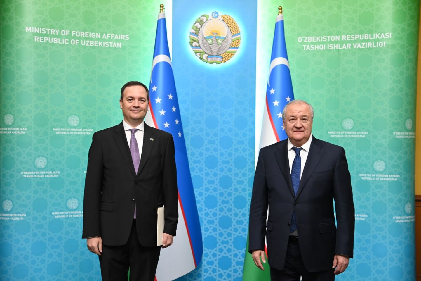 Eesti suursaadik Usbekistanis Toomas Tirs ja Usbekistani välisminister Abdulaziz Kamilov.