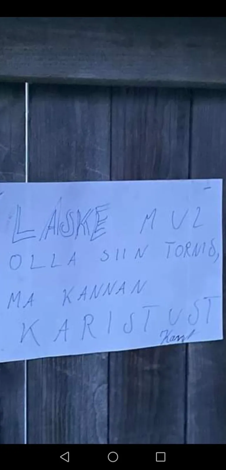 Kiri, mille olid omanikud kassi kõrvale naelutatud