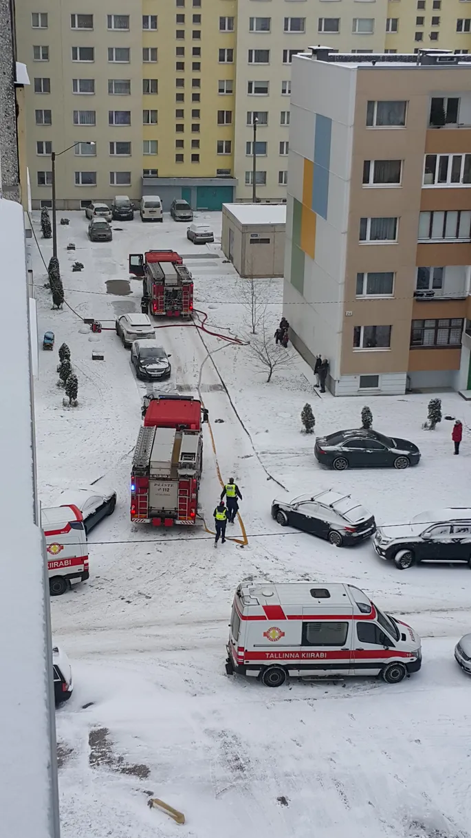 Фото и видео: в Ласнамяэ полыхала квартира, есть пострадавшие