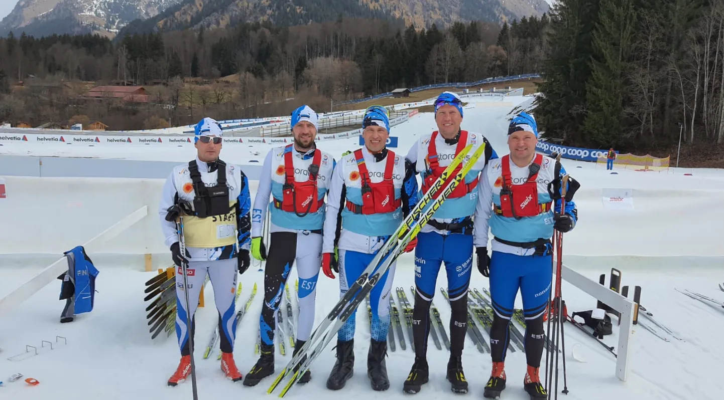 Eesti suusakoondise hooldetiim (vasakult): Andrus Nurk, Riho Roosipõld, Eero Bergmann, Aivar Rehemaa ja Timo Juursalu.