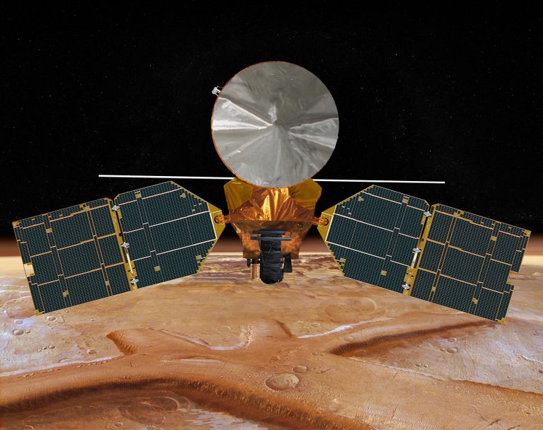 Kunstniku joonistus NASA kosmosesondist Mars Reconnaissance Orbiter (MRO).