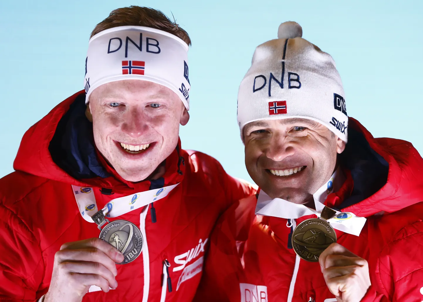 Johannes Thingnes Bø (vasakul) ja Ole Einar Bjørndalen.