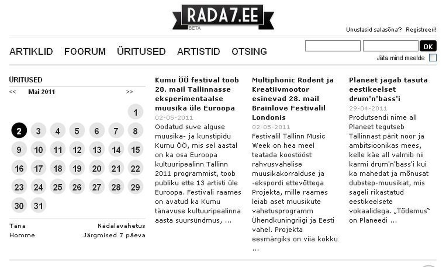 Rada7.ee on Eesti suurim muusikaportaal