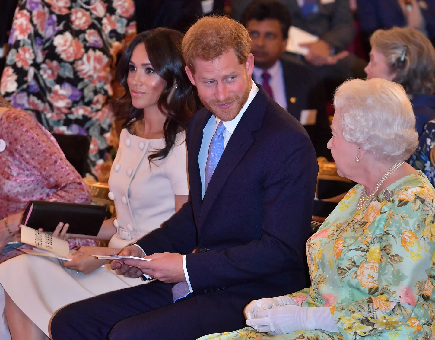 Kuninganna Elizabeth II, prints Harry ja Meghan Markle 2018. aastal Londonis.