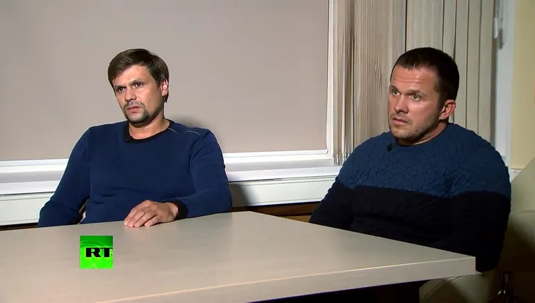 GRU agendid Aleksei Tšepiga (vasakul) ja Aleksandr Miškin, keda peetakse vastutavaks Skripalide mürgitamise eest.