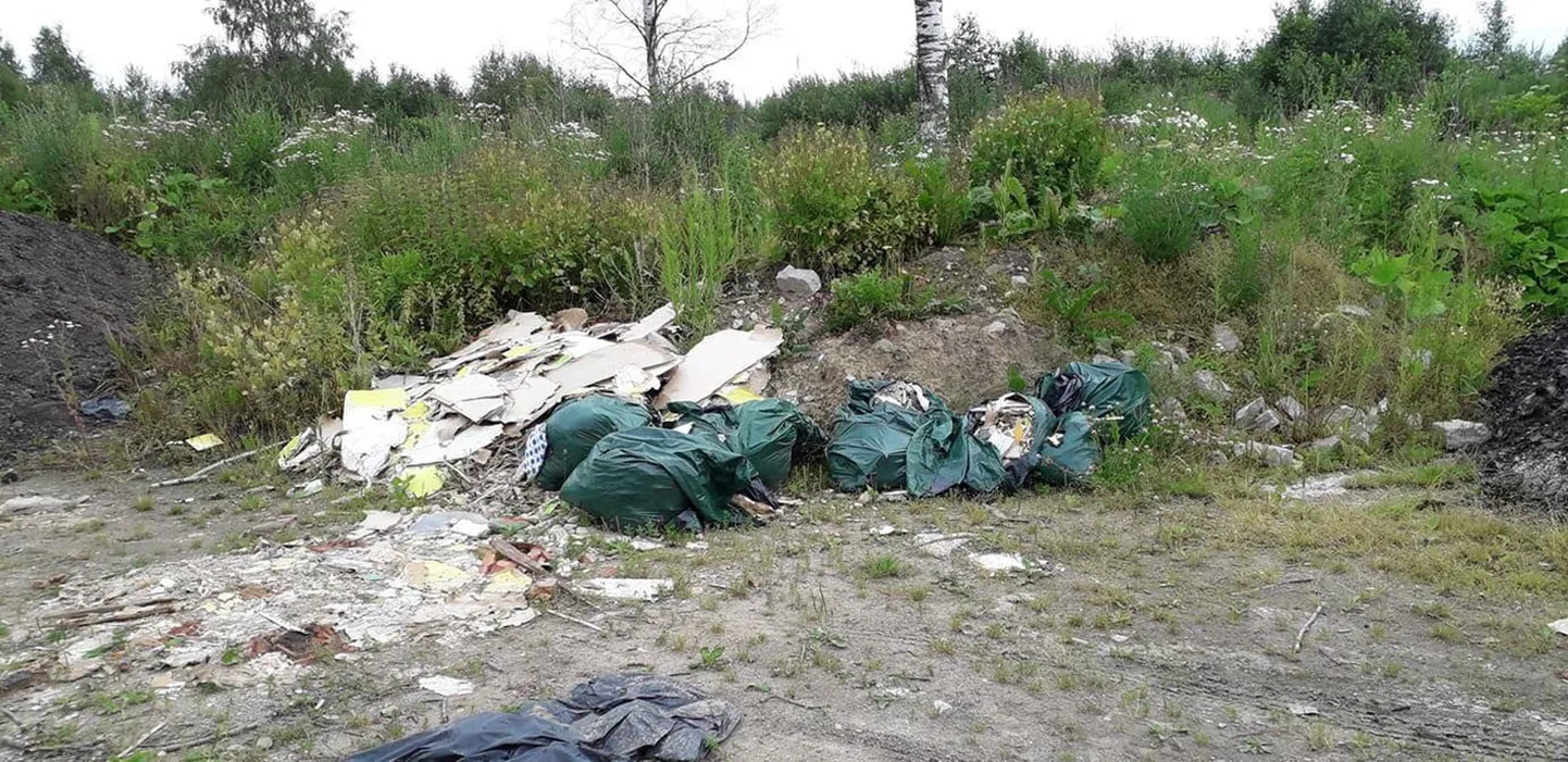 Paides Ruubassaare tee lähedusse maha kallatud prügi.