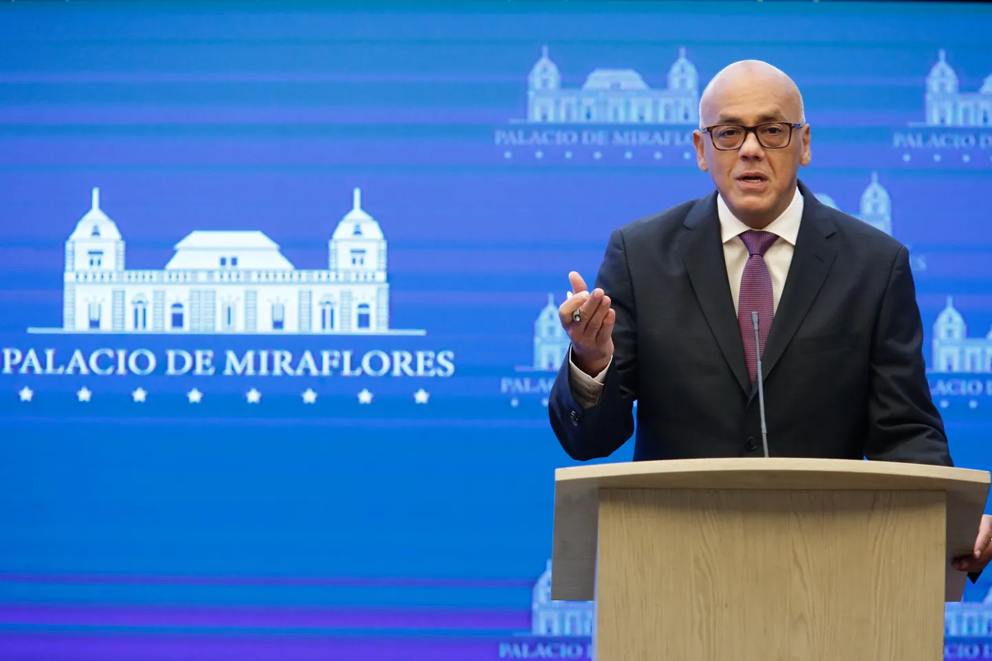 Kommunikatsiooniminister Jorge Rodriguez telepöördumises.