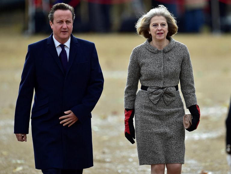 Peaminister David Cameron ja toonane siseminister Theresa May 2014. aasta oktoobris.