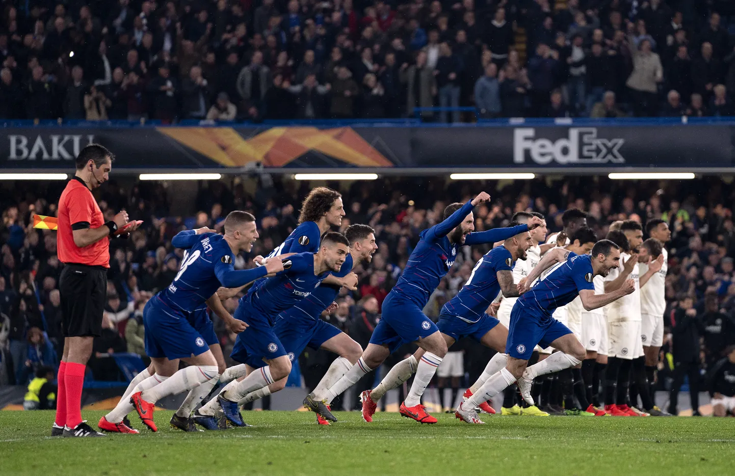 Londoni Chelsea mängijad pärast võidukat penaltiseeriat.